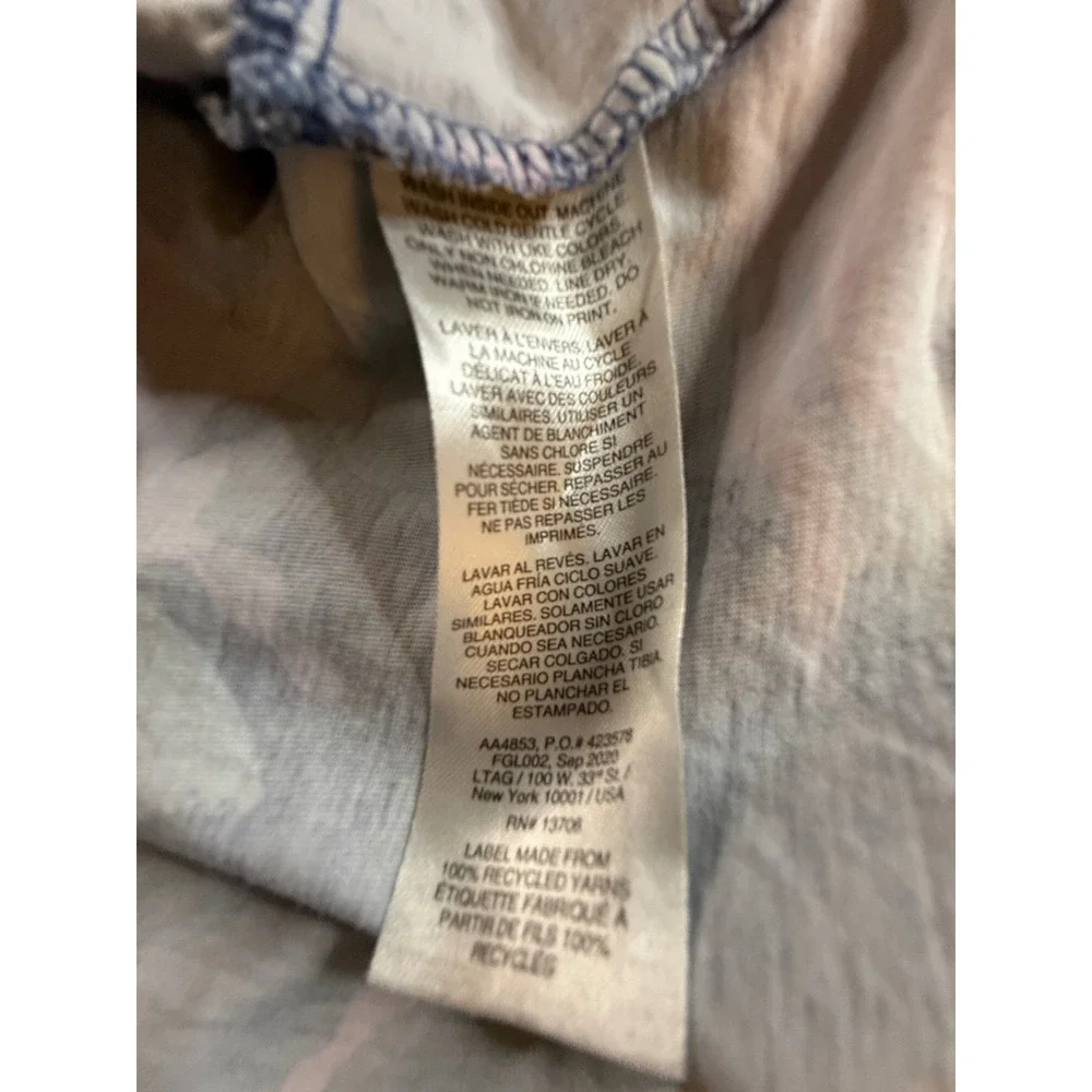 Adidas Girls Camo Graphic T-Shirt Blue Pink White Size M 10-12 AA4853